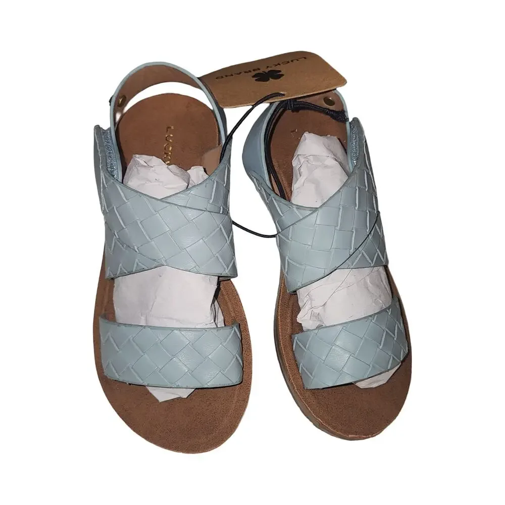 Lucky Brand Kids 12 Woven Strappy Sandals Light Blue Flat Summer Shoes New